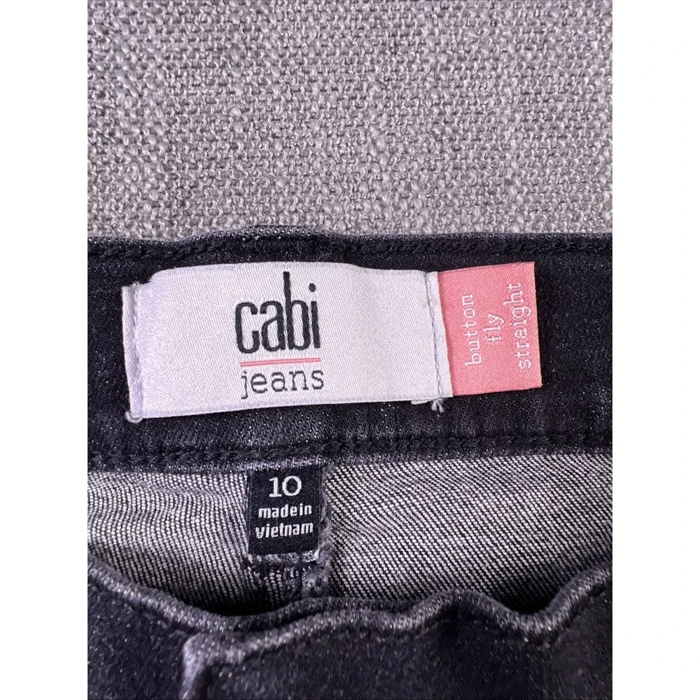 Cabi Jeans Button Fly Skinny Women 10 Black Bohemian City Preppy Straight